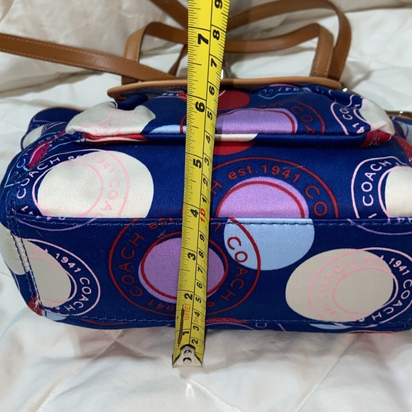 RARE like new Coach Polka Dot Leah F14730 Mini Bag Multicolor Tan Leather - Picture 11 of 16